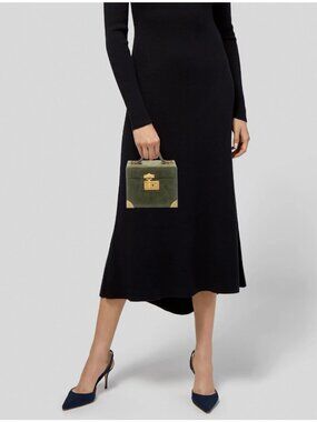 Doen Olive Green Suede Leather Tesoro Bag NWT! Mini Lockable Gold Hardware